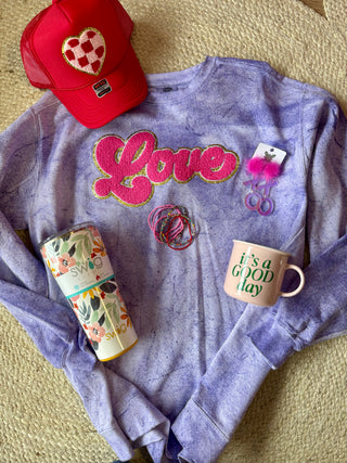 Love Chenille Patch Sweatshirt | Comfort Colors™️ | Large