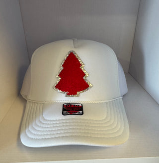 Christmas Trucker Hat | White with red tree