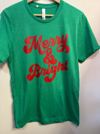 Merry & Bright T-Shirt | Heather Kelly Green