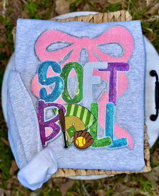 Softball Chenille Patch Crewneck Sweatshirt