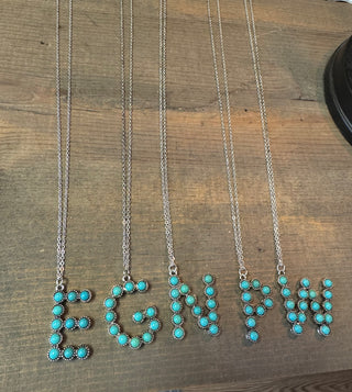 Turquoise Beaded Initial Necklace