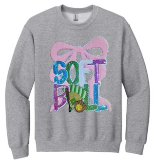 Softball Chenille Patch Crewneck Sweatshirt